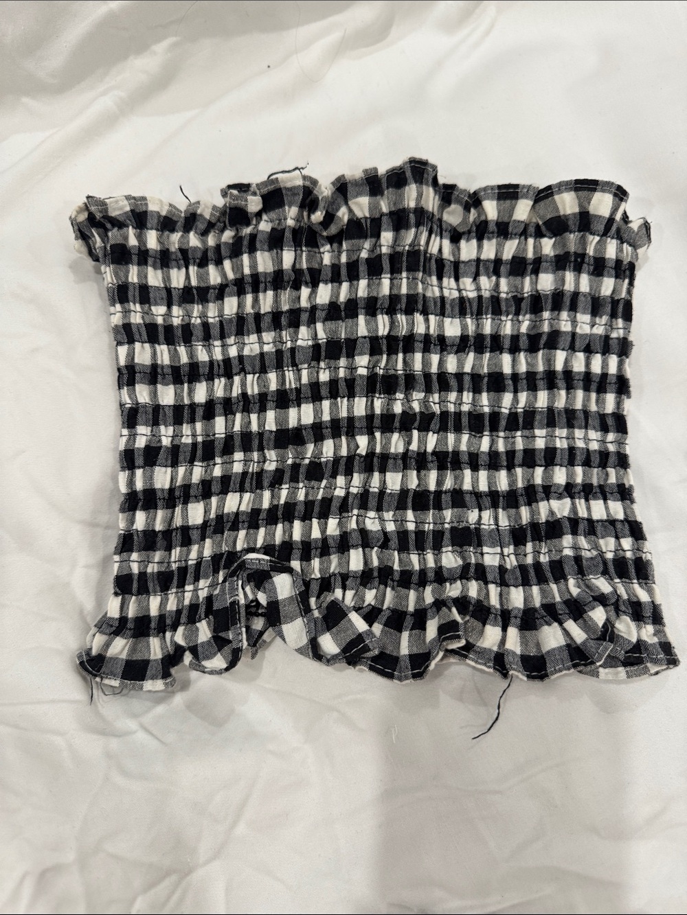 Black & White Gingham Smocked Tube Top